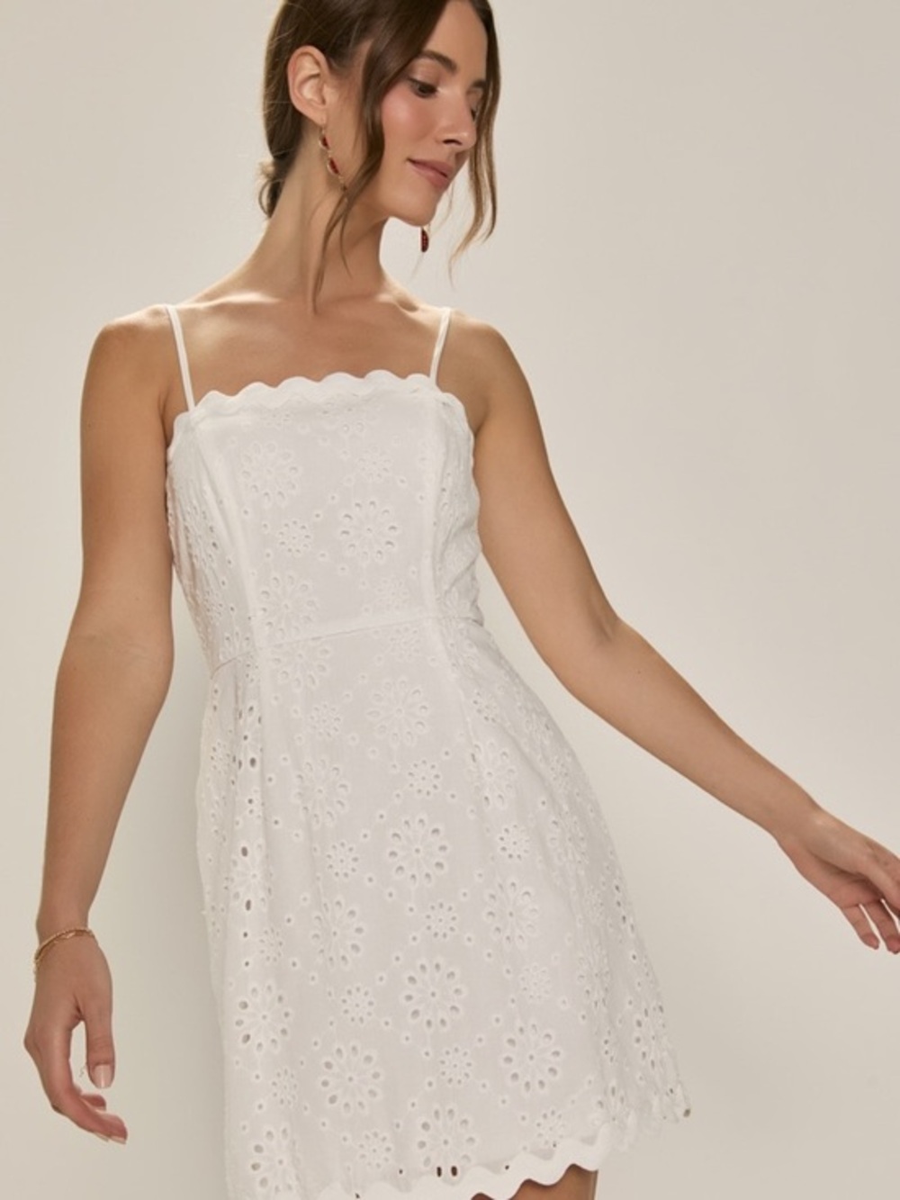 Francesca's Collections Roxanne Ric Rac Eyelet Mini Dress